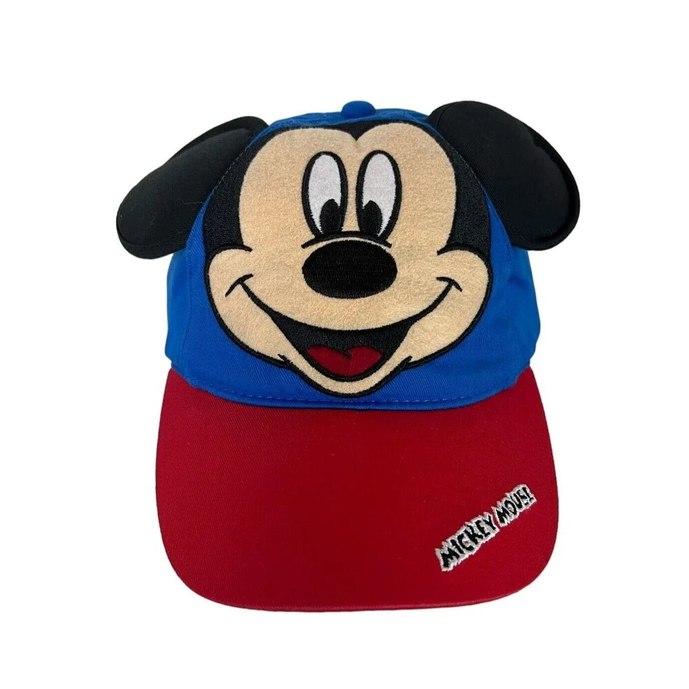 Disney Mickey Mouse Adjustable Ball Cap Hat w 3D Ears 2011 NWOT Blue & Red
